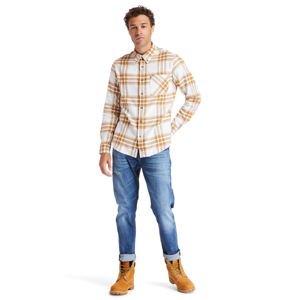 Camisa Masculino - Timberland Back River Heavy Flannel - TNVQC6743 - Marrom/Branco